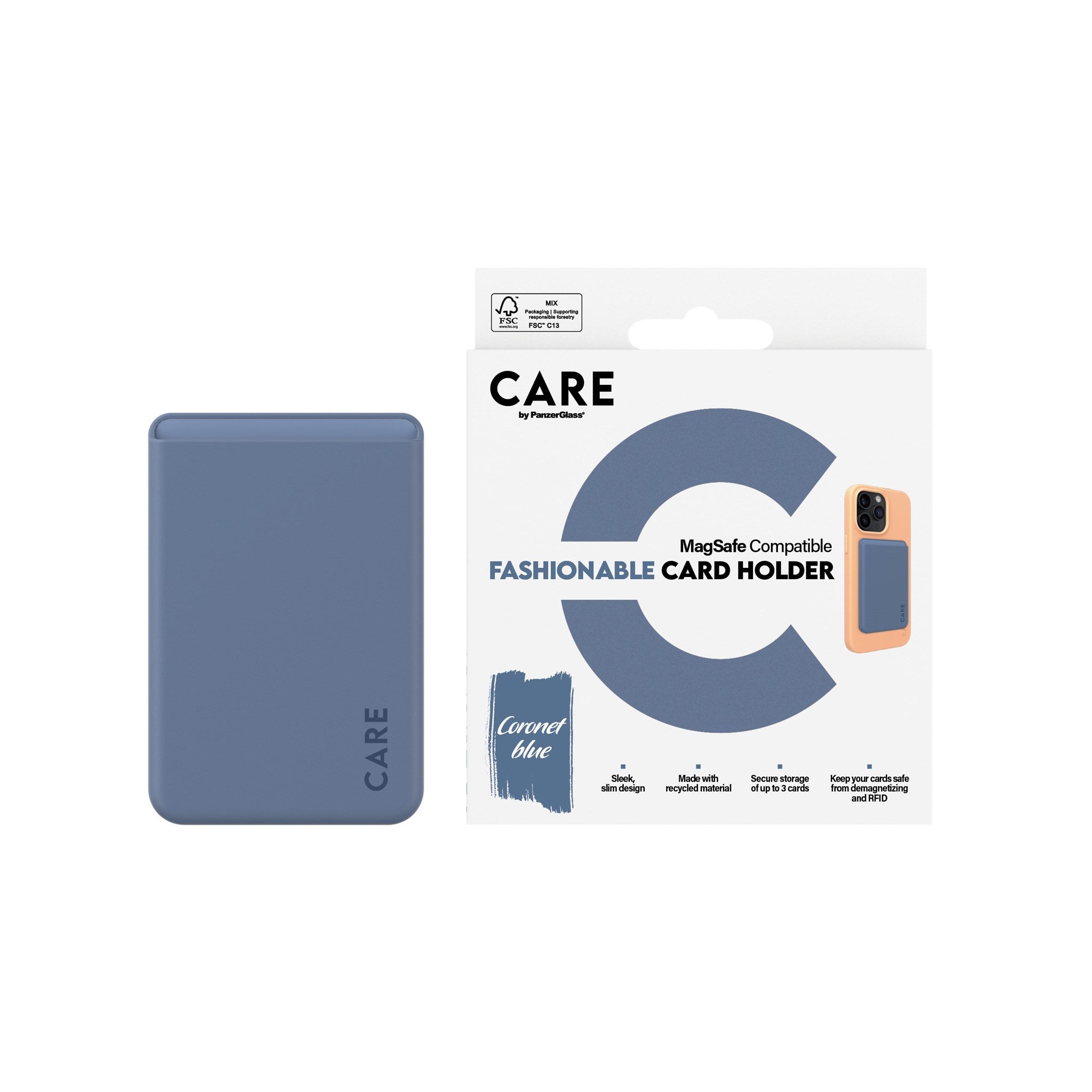 CARE by PanzerGlass® Fashionable Card Holder Blue iPhone